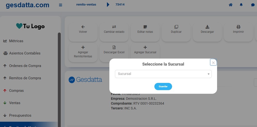 sucursales en remito